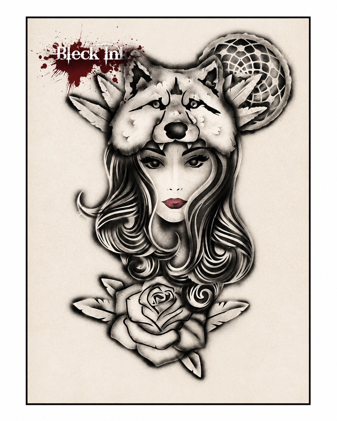 Pochoir Airbrush – Femme Louve & Rose