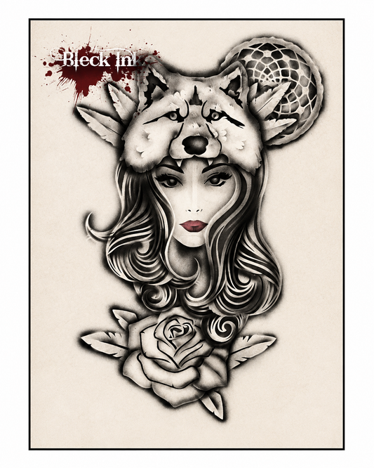 Pochoir Airbrush – Femme Louve & Rose