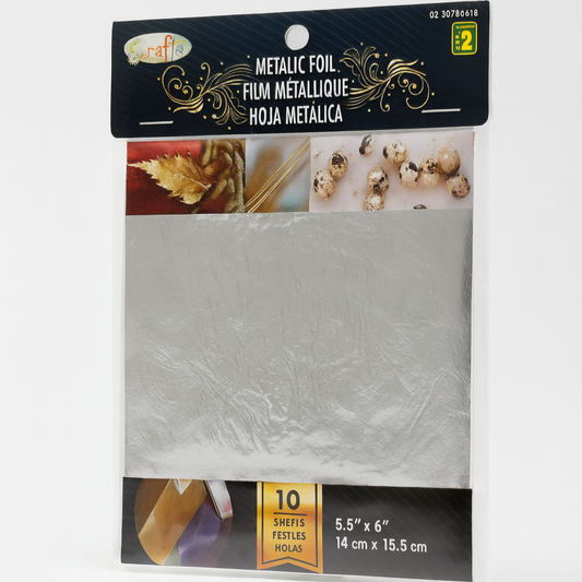 Feuilles Métalliques Argent – Pack de 10 Feuilles (14 x 15,5 cm)